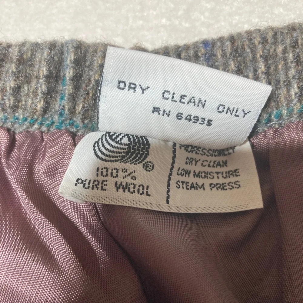VTG F. Shay Sz 10 Pure Wool Plaid Pencil Gray plaid‎ Skirt Career Office Pockets